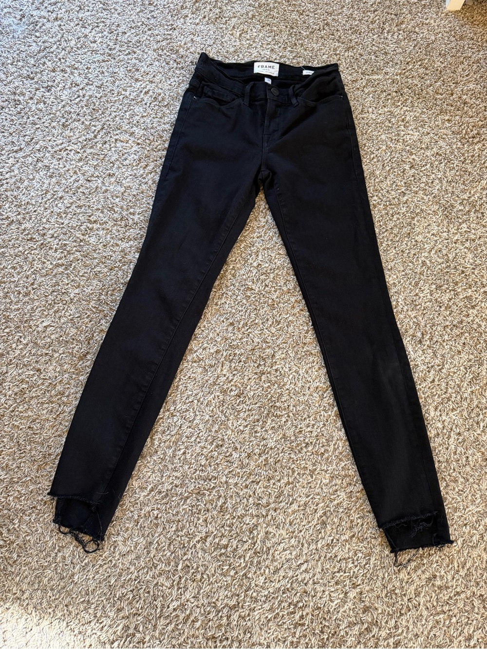 Frame Denim Jet Black High-Rise Skinny Jeans